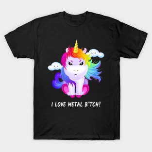 Unicorn I Love Metal Gift Heavy Metal Festival Fun T-Shirt